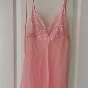 Silk & Satin hot pink lacy lingerie full slip XS